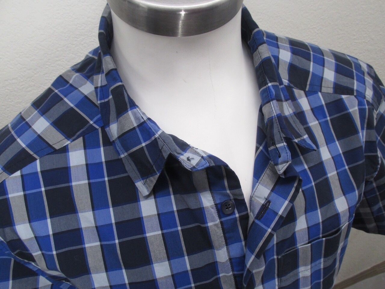 Arc'teryx Brohm camicia uomo grande blu grigio bianco bottoni a quadri manica corta usata in ottime condizioni