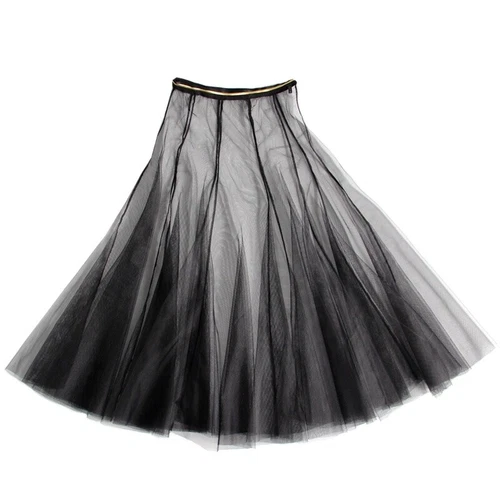 Women Fairy Mesh Sheer Skirt See Through Tutu Tulle Elastic Waist Midi Skirt - Picture 20 of 20