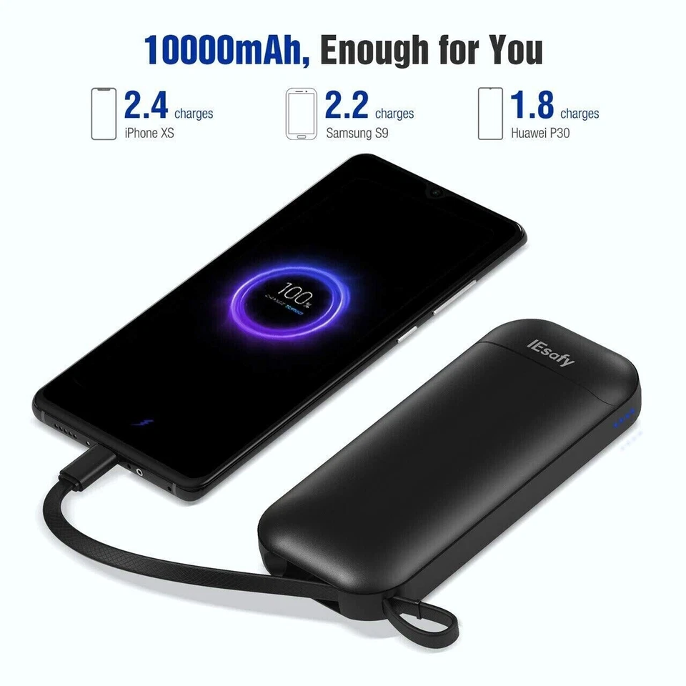 *NEW* N1 10000mAh Power Bank In-Built Micro & USB C Input Fast Charging Portable - Image 4 of 4