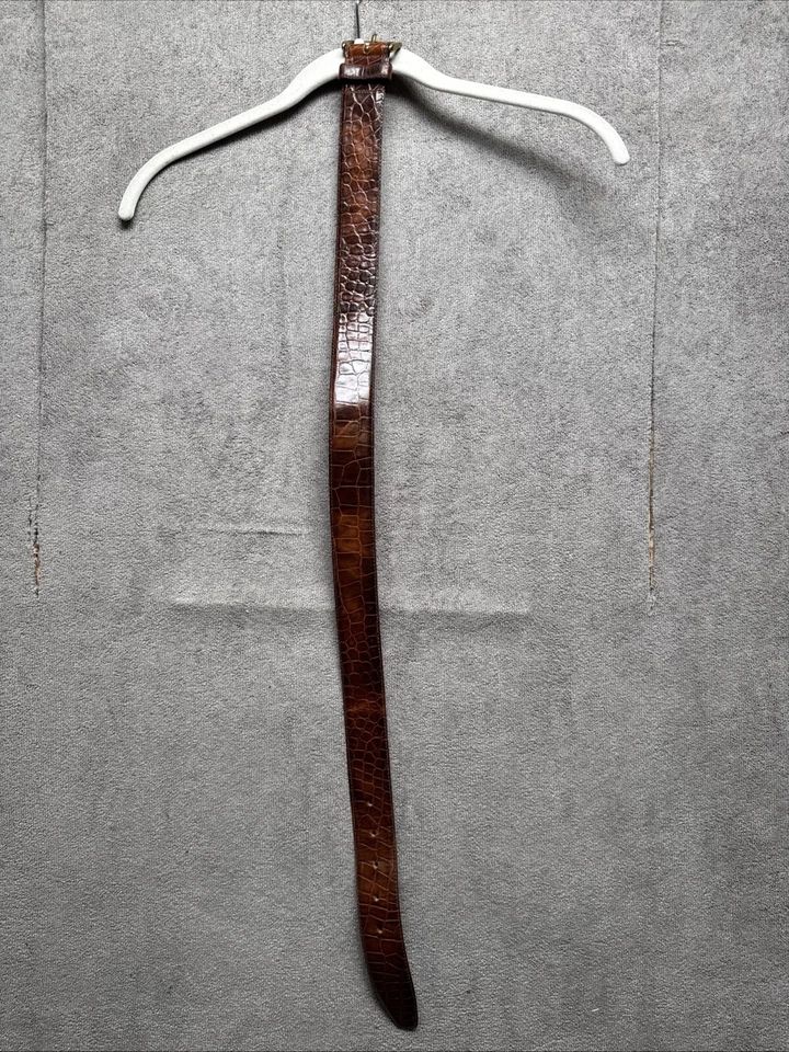 Calvin Klein 意大利鳄鱼牛皮腰带女式小号 (30) 棕色 — 第 2/4 张图片