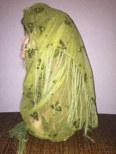 Green Long Scarf Hijab Wrap Sheer pretty and fashionable W/tassels Last Ones