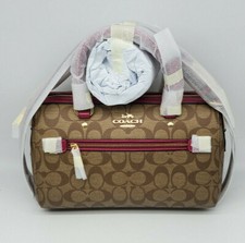 NWT Coach Rowan Satchel 83607 Khaki Bright Violet