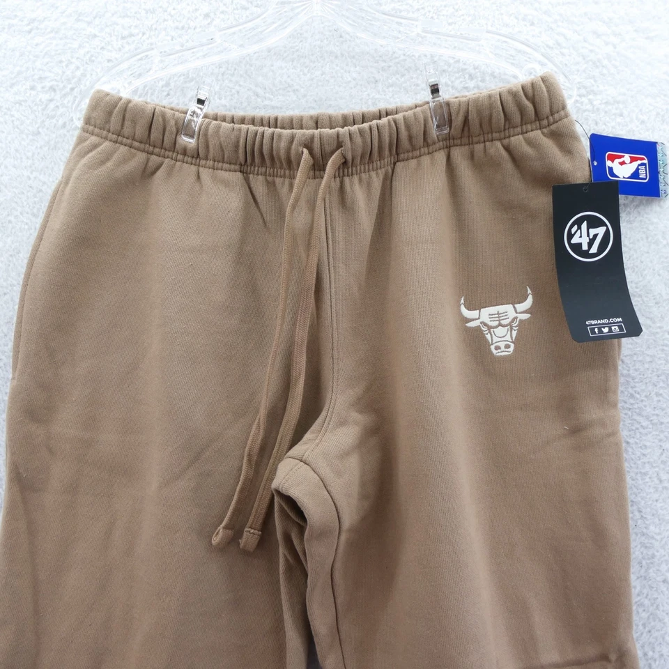 Chicago Bulls 运动裤男式中号棕色抓绒衬里慢跑裤 '47 品牌裤子 — 第 3/4 张图片