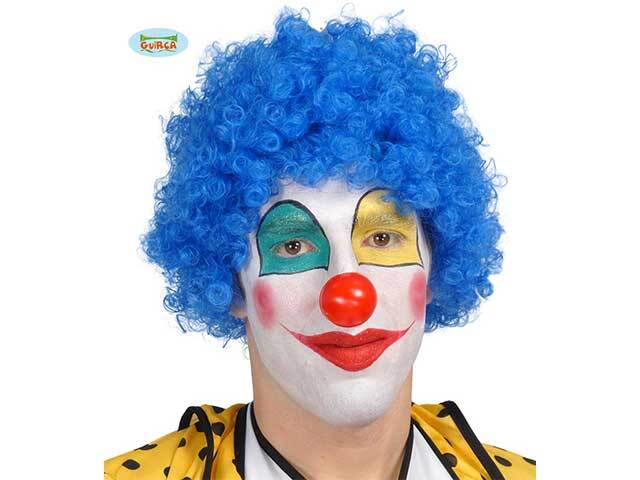 CARNEVALE HALLOWEEN PARRUCCA RIZOS RICCIA BLU PAGLIACCIO GUIRCA CLOWN WIG 90204