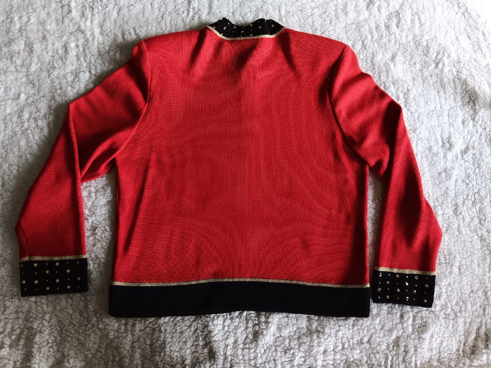 Patchington Red Zip Up Sweater Size Medium Made I… - image 8