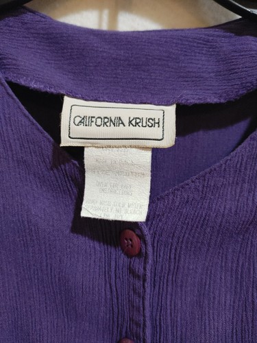 Cardigan/top vintage California Krush semi trasparente manica corta con bottoni viola med - Foto 3 di 4
