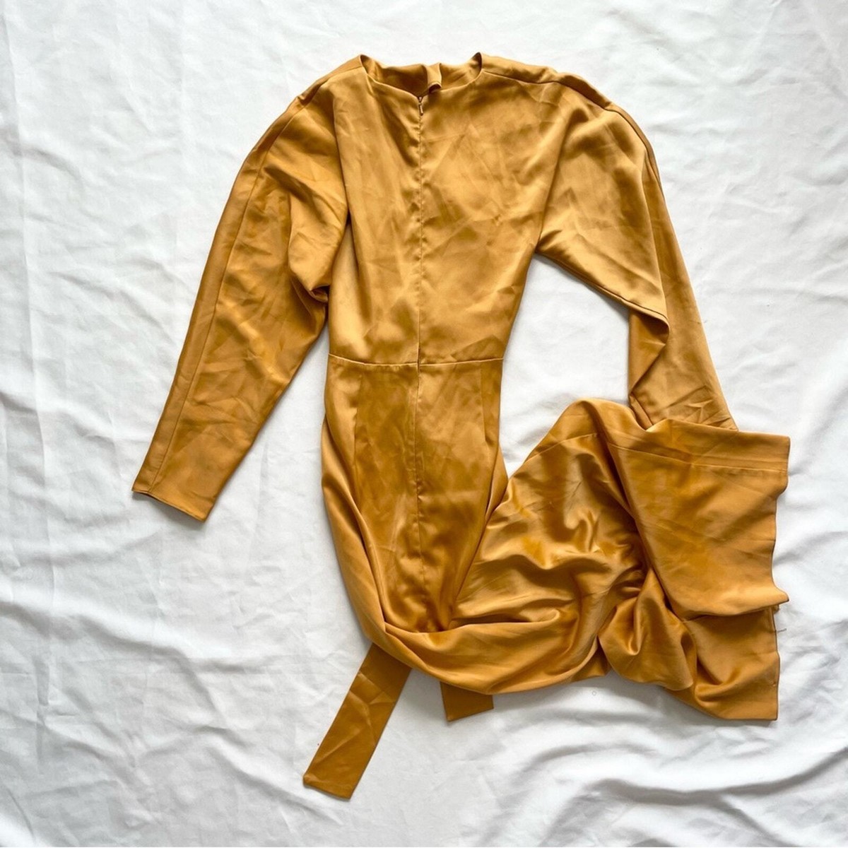 ASOS Yellow/Orange Satin Long Sleeve Tied Maxi Dress Size 4 | eBay