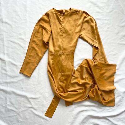 ASOS Yellow/Orange Satin Long Sleeve Tied Maxi Dress Size 4 | eBay