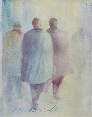 A MISTY EVENING - BEAUTIFUL VINTAGE SIGNED ITALIAN WATERCOLOUR PORTRAIT PAINTING - Picture 3 of 8
