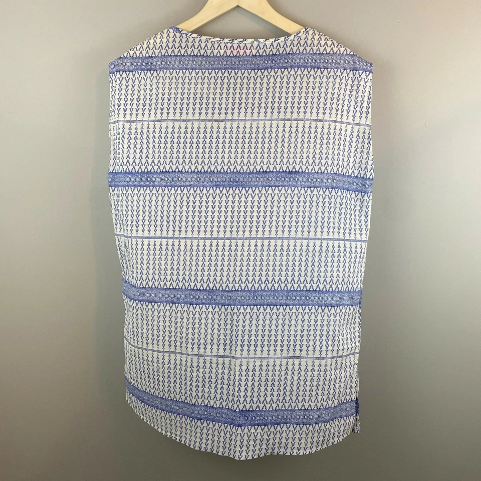 Fresh Produce 无袖上衣女式 XS V 领蓝色波西米亚海岸奶奶小屋 — 第 3/3 张图片