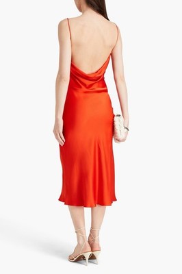 NWT Stella McCartney Cowl Draped Satin  Midi Slipdress Scarlet Red $1095 Size 46