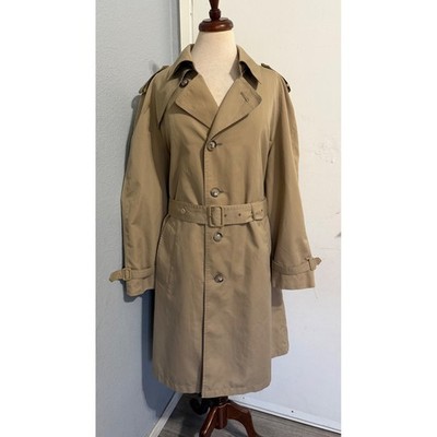 Vintage 1970s Misty Harbor Mariner III Men Size 40R Tan Khaki Trench Coat Belted