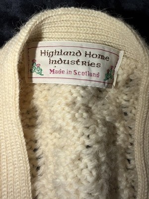 vintage ARAN cardigan sweater L chunky knit HIGHLAND HOME irish scotland wool