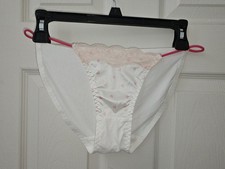 Vintage Girly Second Skin Satin Cute Heart String Bikini Panties. Size Large.