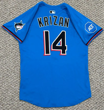 KRIZAN size 44 #14 2025 MIAMI MARLINS game used jersey blue NIKE MLB