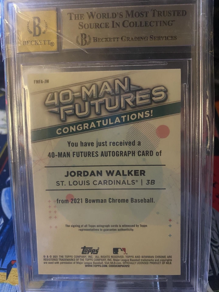 2021 Bowman Chrome - 40-Man Futures Autographs Jordan Walker #FMFA-JW /99  - Image 2 of 2
