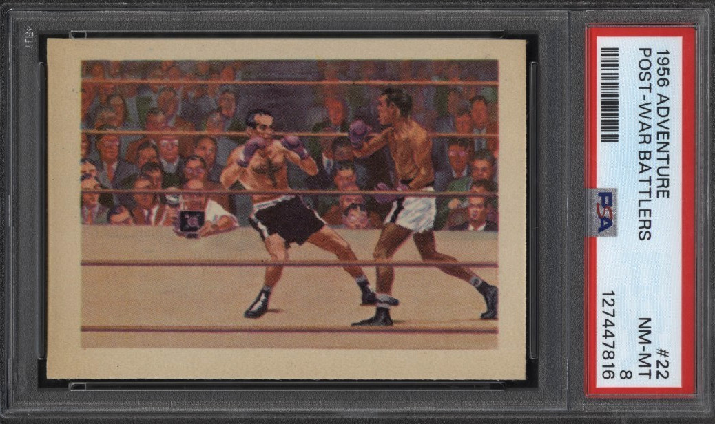 1956 Adventure #22 POST WAR BATTLERS SUGAR RAY ROBINSON BOBO OLSON PSA NM-MT 8+