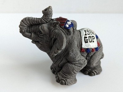 1984 GOP Elephant Figurine Politics Memorabilia Grand Old Party Resin 3.75'' Tall