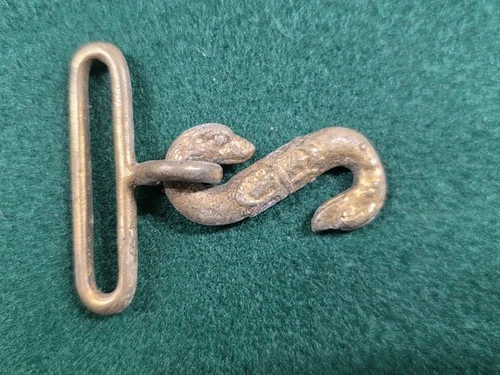 Antique Snake Form Belt Hook Buckle Civil War Era Victorian Brass