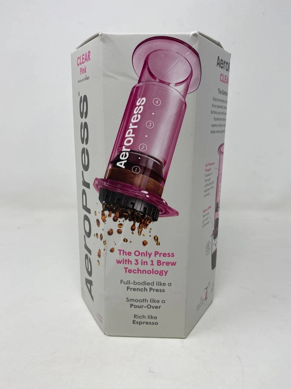 AeroPress Clear Pink Coffee Press All-in-One French Press Pour-Over & Espresso