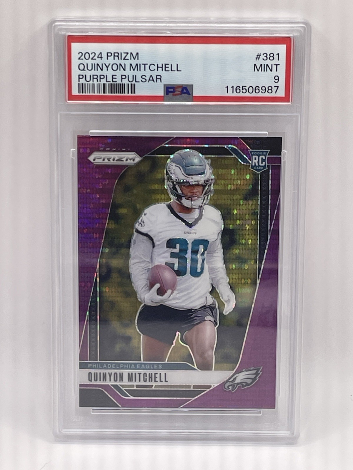 2024 Panini Prizm #381 Quinyon Mitchell Purple Pulsar (RC) PSA 9 Phila Eagles