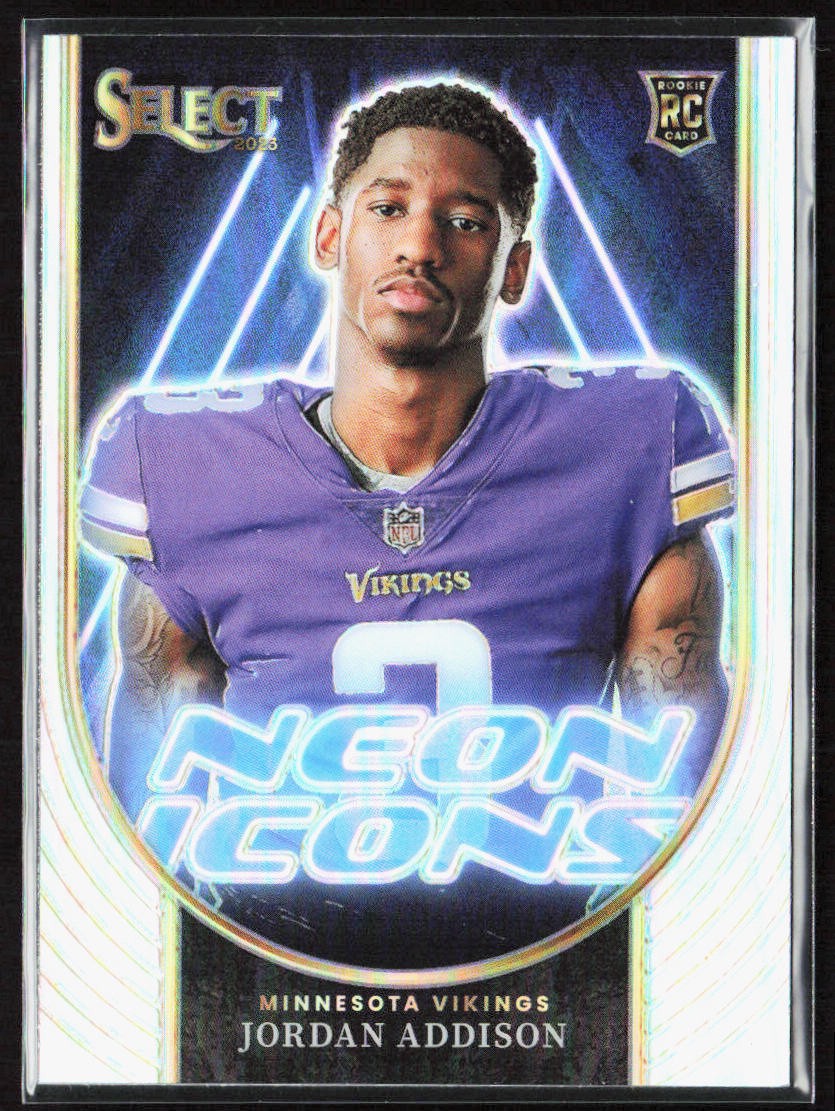 2023 Panini Select Jordan Addison Neon Icons Silver Prizm Rookie #NI-JAD Vikings