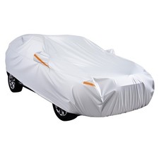 Waterproof All-Weather 330lb Silver Car Cover with Door Zipper  Cotton Lining