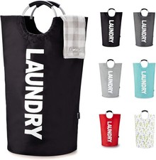 Caroeas 90L Laundry Basket (13 Colors), Waterproof Hamper, 90L, Black 