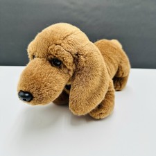 Russ Berrie The Dachshund Brown Puppy Dog 11  Plush With Collar Stuffed Animal