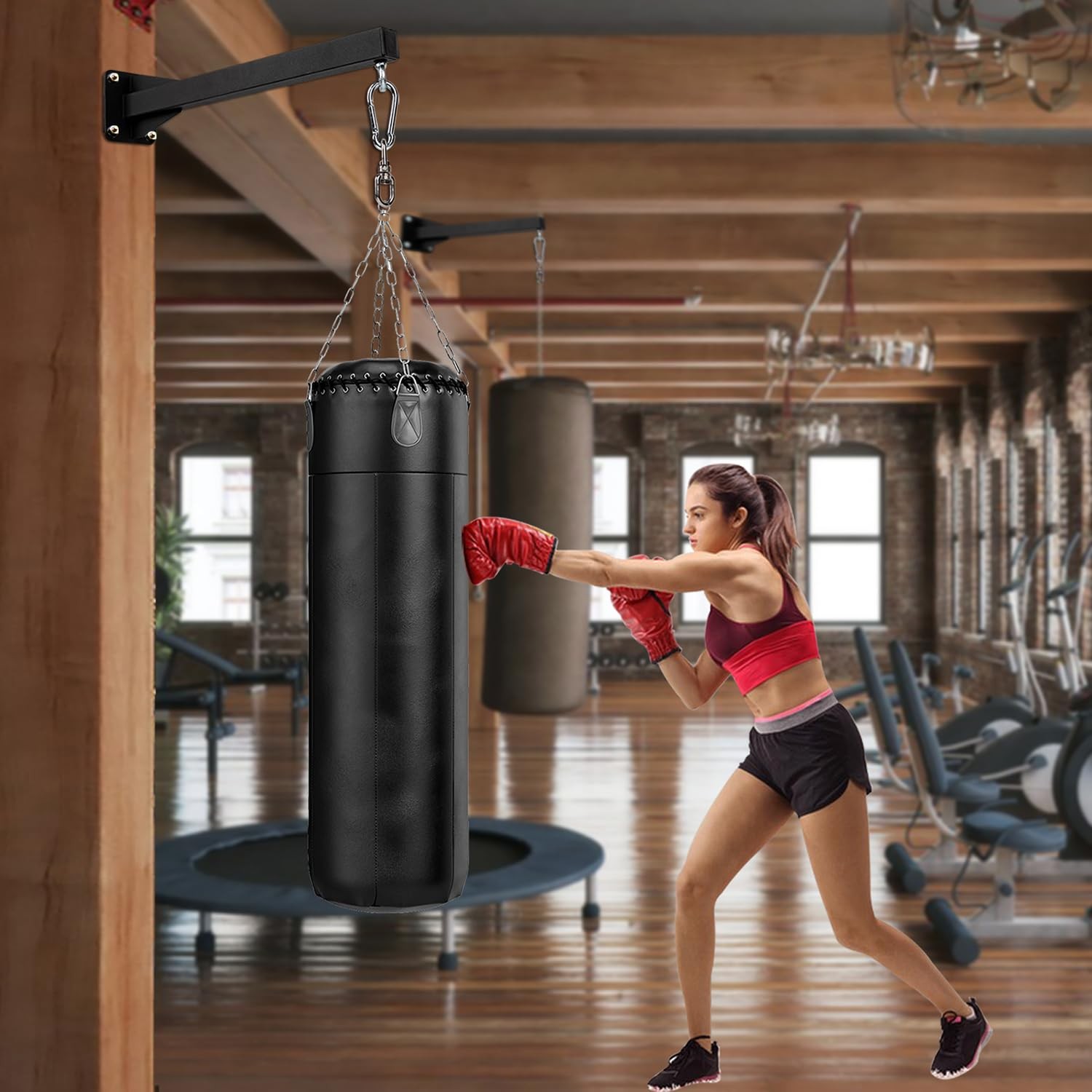 Support Mural Pour Sac De Frappe – Acier Robuste, Charge 100 Kg, Crochet De Suspension Solide, Vis Incluses, Montage Facile, Pour Boxe Intensive