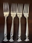 Wallace Romance Of The Sea Sterling FOUR Silver Salad Forks  - "H" Monogrammed