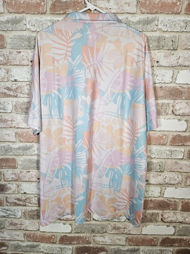 Waggle Men's Short Sleeve Hawaiian Palm Floral Golf Polo Shirt 2XL - Picture 3 of 7