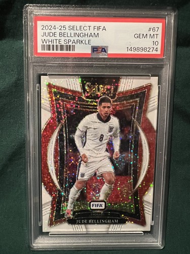 2024-25 Panini Select FIFA JUDE BELLINGHAM White Sparkle Prizm #67 PSA 10