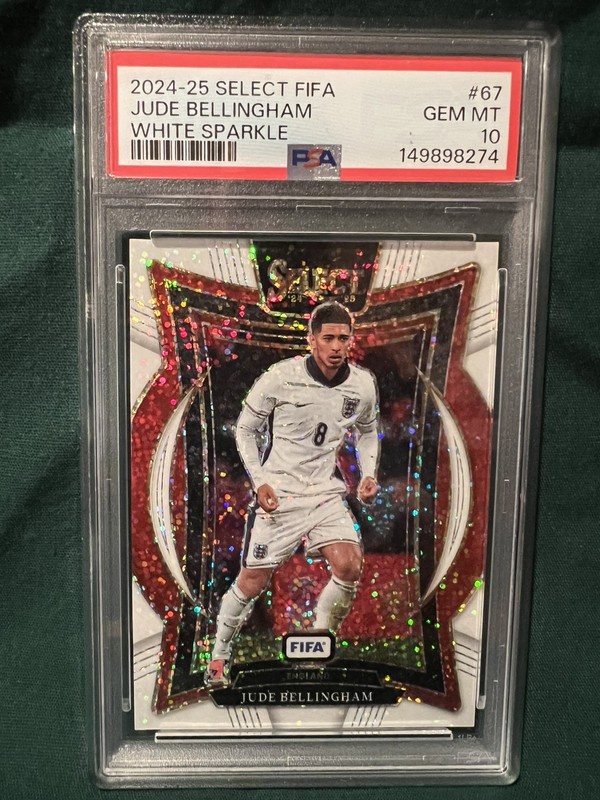 2024-25 Panini Select FIFA JUDE BELLINGHAM White Sparkle Prizm #67 PSA 10