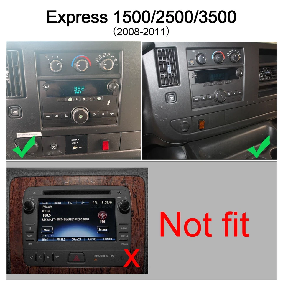 Radio estéreo para automóvil para Chevrolet Express 1500 2500 3500 2008-2011 GPS navegación WIFI BT Foto 2 de 4