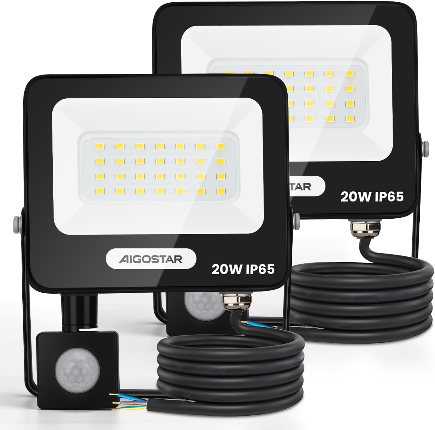 Faretto LED Huber Con Sensore 360° 20W – 1800 Lm, IP65, Bianco Neutro 4000K, Per Esterni
