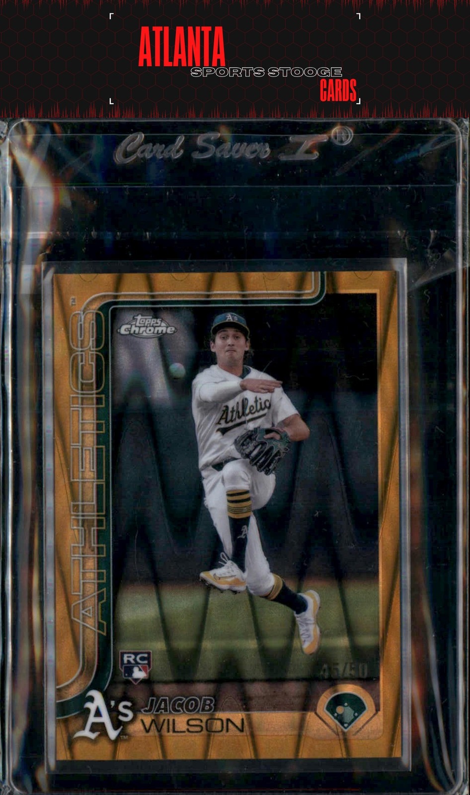 2025 Topps Chrome #96 Jacob Wilson Gold Raywave /50 RC Athletics