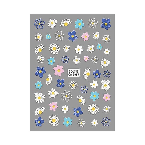 5D Hibiscus Flower Nail Sticker Small Flower Relief Floral Nail Stickers Nail - Picture 15 of 21