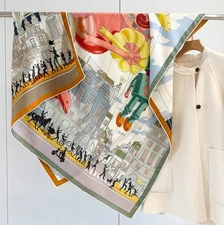 70% Cashmere 30% Silk Scarf  Double face print Large WrapWomen Square Shawl 53"