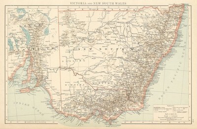 Victoria & New South Wales. Eisenbahnen komplett & geplant Australien TIMES 1895 Karte