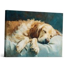 Vintage Golden Retriever Wall Art Decor Cute Dog on Couch Print Picture color-L