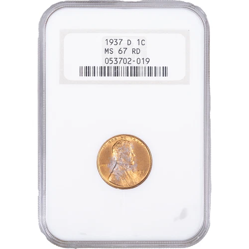 1937-D 1c Lincoln Wheat Cent ~ NGC MS 67 RD - Old Fatty Holder