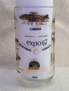 Vintage 1967 Expo 67 World's Fair Montreal Quebec Canada Glass Mug 5.5"