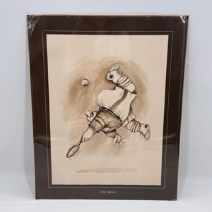 1975 Gary Patterson The Serve Tennis Cartoon Illustration Print Thought Factory