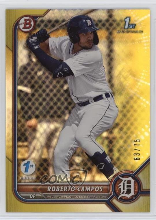 2022 Bowman 1st Edition Yellow Foil 63/75 Roberto Campos #BPPF-14 05x6