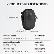 Mini Camera Storage Bag  Portable Black Protective Case for Insta360 X6 Camera