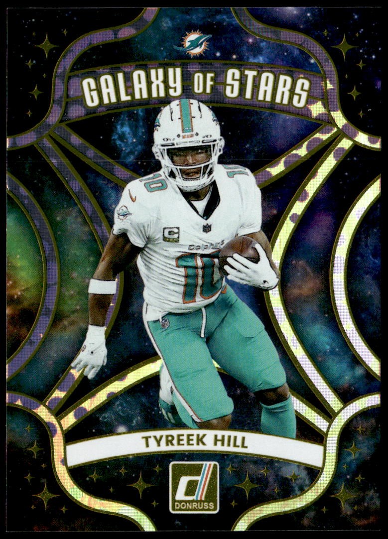 Tyreek Hill #12 Football Cards 2025 Panini Donruss Galaxy of Stars trading card — raw and PSA graded price guide