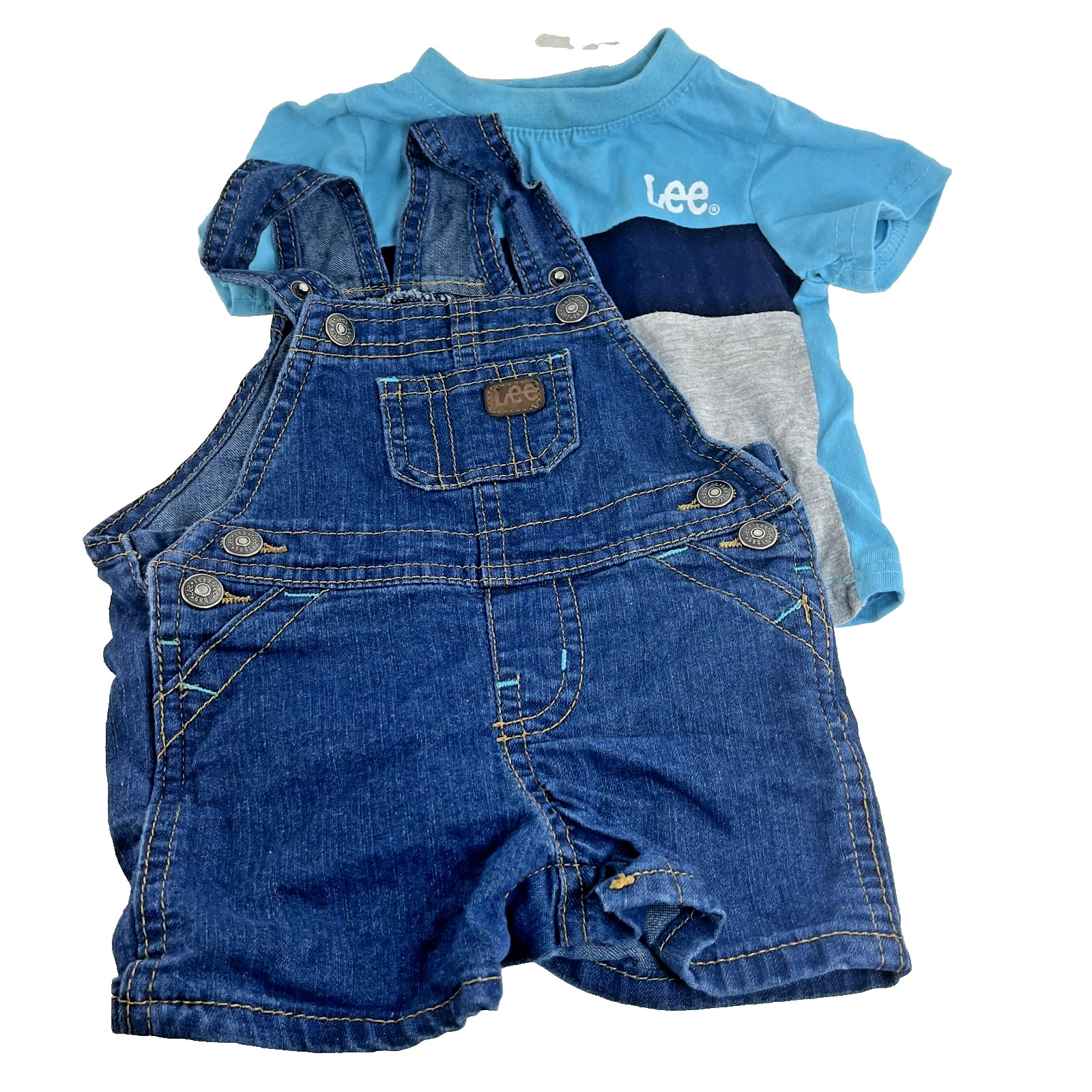 Lee Baby Boy Outfit Set Denim Shortall Shirt 6-9M Casual Ove