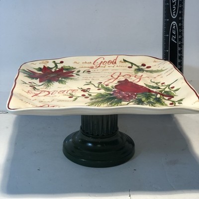 Christmas Cardinals Square Plate By Yuletide Greetings 9''
