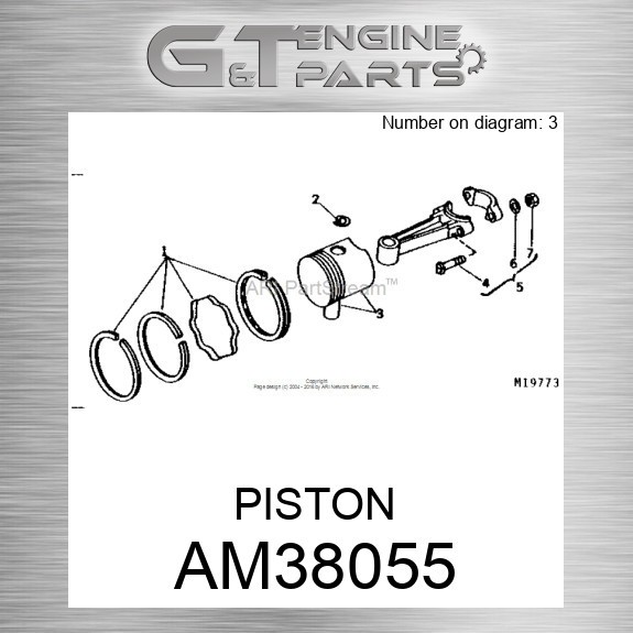 AM38055 PISTON fits JOHN DEERE (Surplus Open Box)